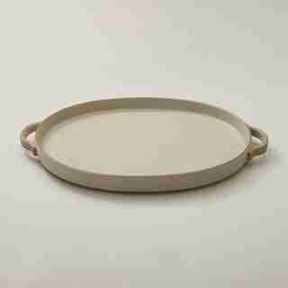 RIDGED STONEWARE OVAL PLATTER IVORY