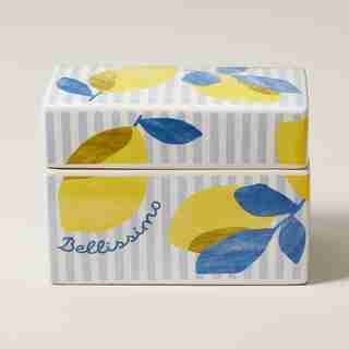 CERAMIC RECIPE BOX, LEMONS