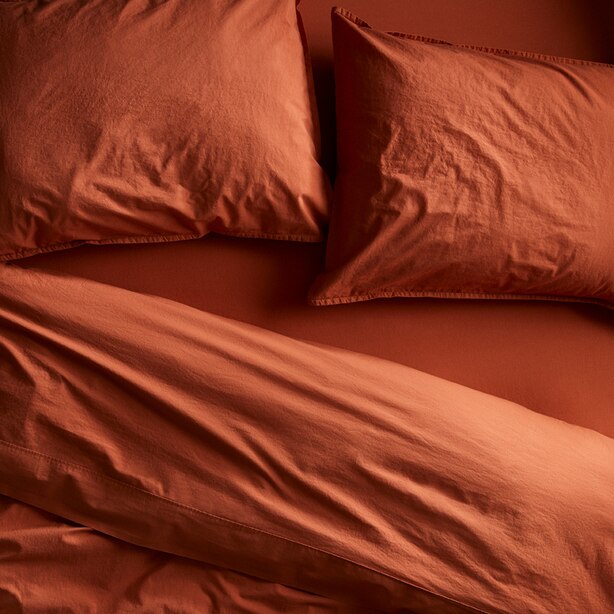 ORGANIC COTTON DUVET COVER TERRACOTTA QUEEN by OUI Gifts www