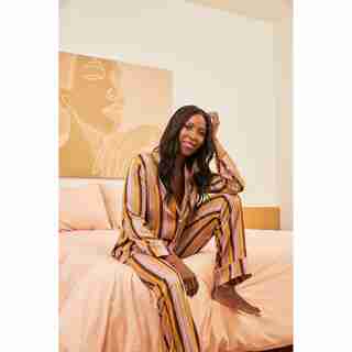 SASHA EXETER TENCEL PAJAMA SET, STRIPE MINK MEDIUM