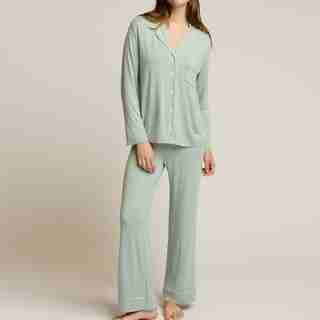 PIPED PAJAMA PANT SET, JADE MEDIUM