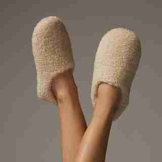 Pantoufles en Faux Rason, Naturel