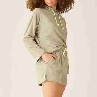 TERRY HOODIE & SHORT LOUNGE SET, SEAGRASS X-LARGE