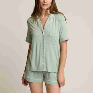 PYJAMA COURT DEUX PIÈCES AVEC LISÉRÉ – JADE, GRAND