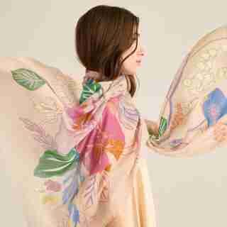 RECYCLED ECO BOUQUET SCARF, SAND