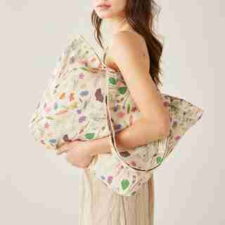 FOURRE-TOUT EN TOILE – MOTIF FLORAL, SABLE