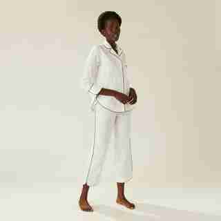 HOTEL PAJAMA PANT SET, WHITE MEDIUM
