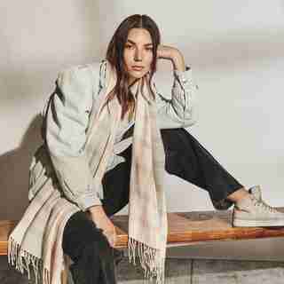 SUPER SOFT SCARF, TARA PLAID BLUSH