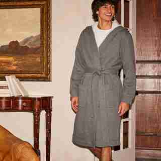 MEN'S TERRY ROBE, CHARCOAL SMALL-MEDIUM
