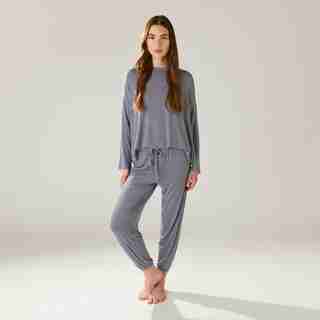 IRIS PAJAMA PANT SET, STEEL BLUE STRIPE LARGE