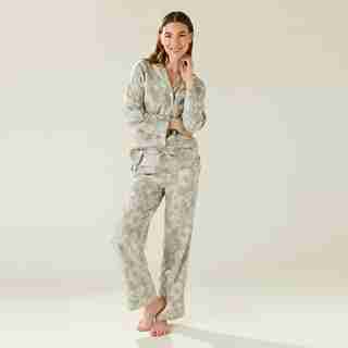 TAILORED PAJAMA PANT SET, EUCALYPTUS FLORAL