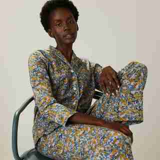 ORGANIC POPLIN PAJAMA PANT SET, DITSY FLORAL, MEDIUM