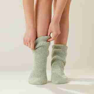 WAFFLE READING SOCK, JADE TWIST, S/M