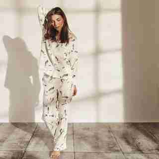 TAILORED PAJAMA PANT SET, CRANE SMALL