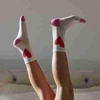 MI-CHAUSSETTES – MOTIF DE CŒURS, CRÈME
