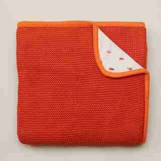 WOODLAND KNIT BABY BLANKET, WATERCOLOUR DOTS RUST
