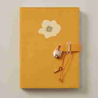 LARGE SUEDED COTTON LOCKED DIARY, GOLDEN ROD