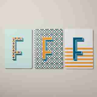 SET OF 3 LARGE MONOGRAM NOTEBOOKS, F