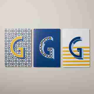SET OF 3 LARGE MONOGRAM NOTEBOOKS, G