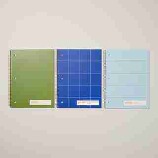 SET OF 3 SPIRAL NOTEBOOKS, COOL TONES