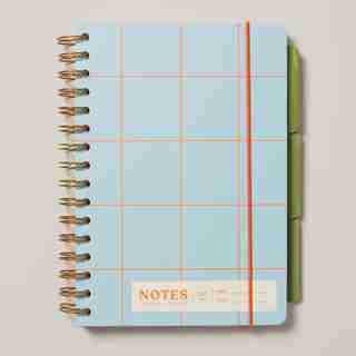 A5 PAPERBOARD 3-TAB NOTEBOOK, LIGHT BLUE
