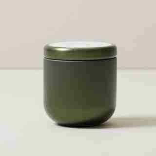 MINI TIN CANDLE, SNOW COVERED PINE