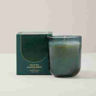 POURED GLASS CANDLE, FROSTED JUNIPER BERRY