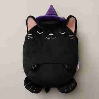 PLUSH PILLOW WITH FLEECE BLANKET, WITCH KITTEN