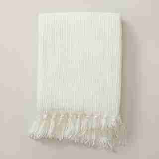 LIGHT WEIGHT CHENILLE THROW BLANKET, WHITE