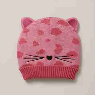 CHEETAH PRINT KNIT BEANIE HAT