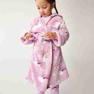 Fleece Robe, Purple Unicorn 5-6