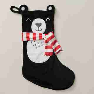 HOLIDAY CRITTER KIDS' STOCKING, BLACK BEAR