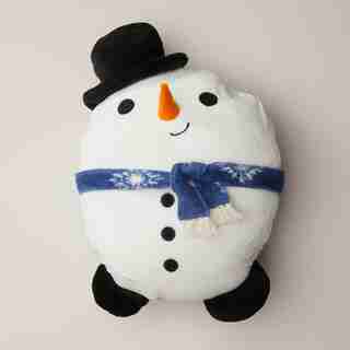 PLUSH PILLOW BLANKET, SNOWFLAKES/SNOWMAN