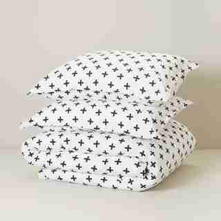 Organic Cotton Duvet Cover, Full/Queen Black Plus