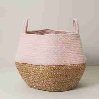 JUTE STORAGE BASKET WITH HANDLES, PINK