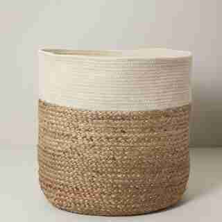 PANIER DE RANGEMENT CYLINDRIQUE EN JUTE – BLANC, GRAND