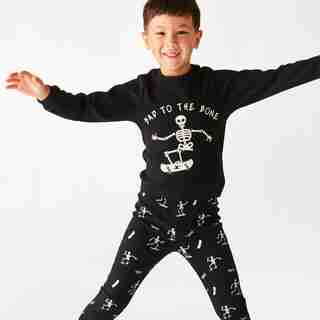 HALLOWEEN 2-PIECE PAJAMA SET, BAD TO THE BONE SIZE 8