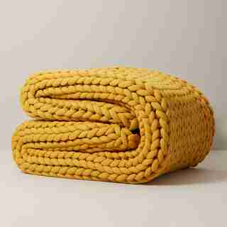 KNIT WEIGHTED THROW BLANKET 12LB GOLDENROD