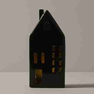 MEDIUM LED STONEWARE HOUSE BLACK