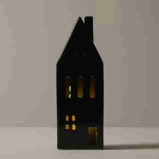 LARGE LED STONEWARE HOUSE BLACK