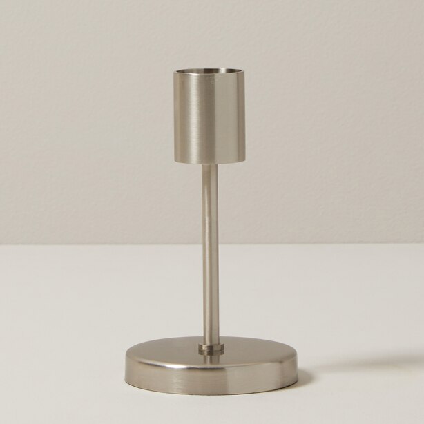 SHORT TAPER CANDLE HOLDER, SILVER by OUI Gifts www.chapters.indigo.ca