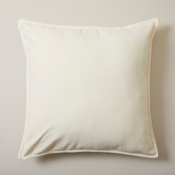 STONEWASHED VELVET PILLOW COVER WITH FLANGE IVORY 20 X 20 by OUI Gifts www.chapters.indigo.ca