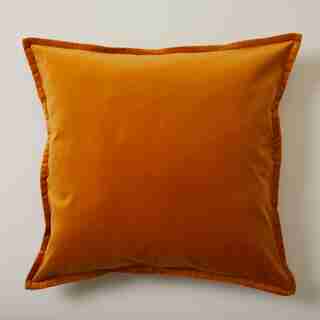 HOUSSE DE COUSSIN EN VELVENTINE AVEC BORDURE – TERRE DE SIENNE (51 CM X 51 CM)