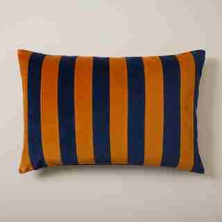 VELVET STRIPE PILLOW COVER NAVY SIENNA 16 X 24