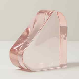 Glass Bookend, Wedge, Pink