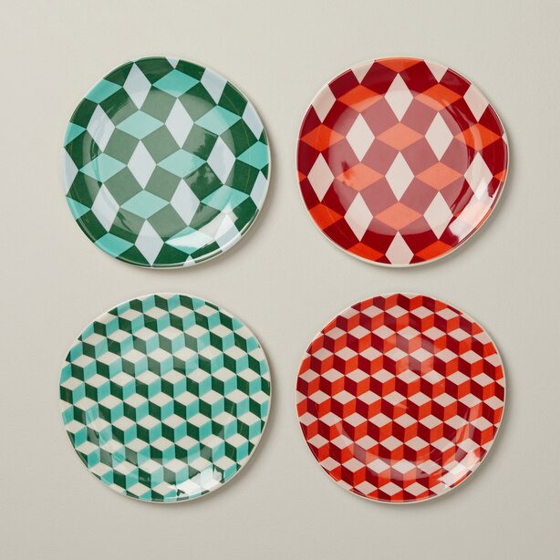 ASSIETTES À HORS-D’ŒUVRE – MOTIF GÉO (ENSEMBLE DE 4)