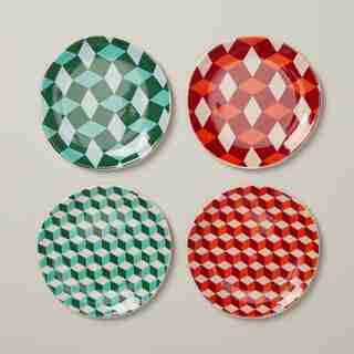 ASSIETTES À HORS-D’ŒUVRE – MOTIF GÉO (ENSEMBLE DE 4)