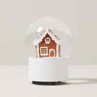 LED SNOW GLOBE, GINGERBREAD HOUSE