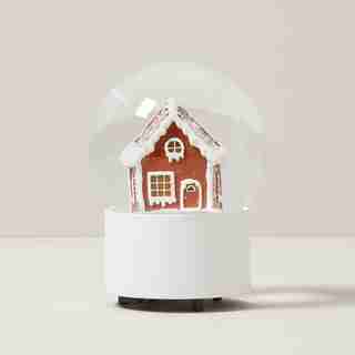LED SNOW GLOBE, GINGERBREAD HOUSE