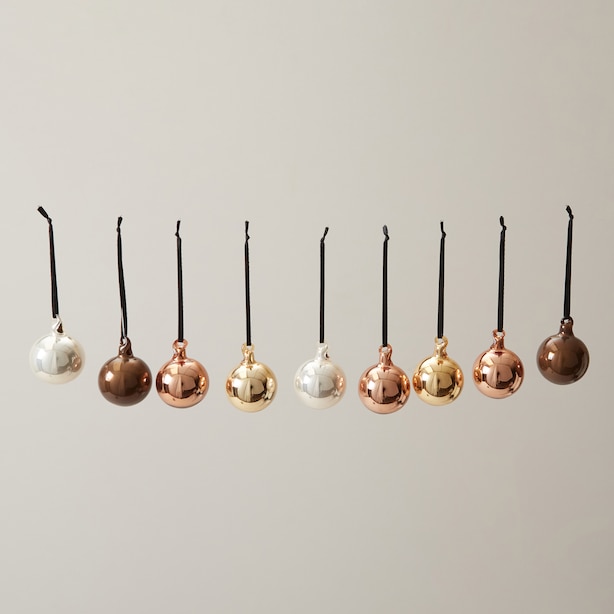 SET OF 9 GLASS ORNAMENTS, ARTISAN